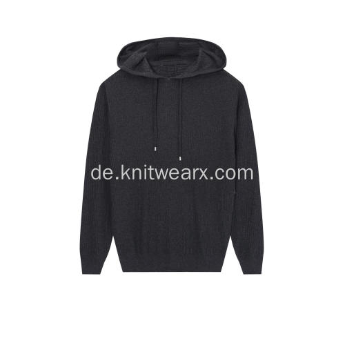 Herren-Hoodie aus gestrickter Baumwolle mit strukturiertem Faden